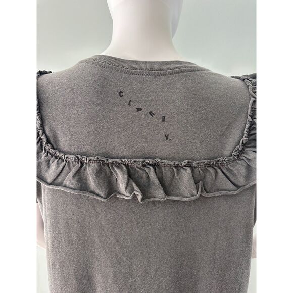 Clare V. Charlotte Ruffle Tshirt Dress Faded Grey size Medium - Picture 9 of 12